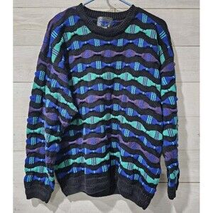 Cosby Coogi- Style Vintage 90's Biggie Sweater Size LARGE Etchings Multicolor